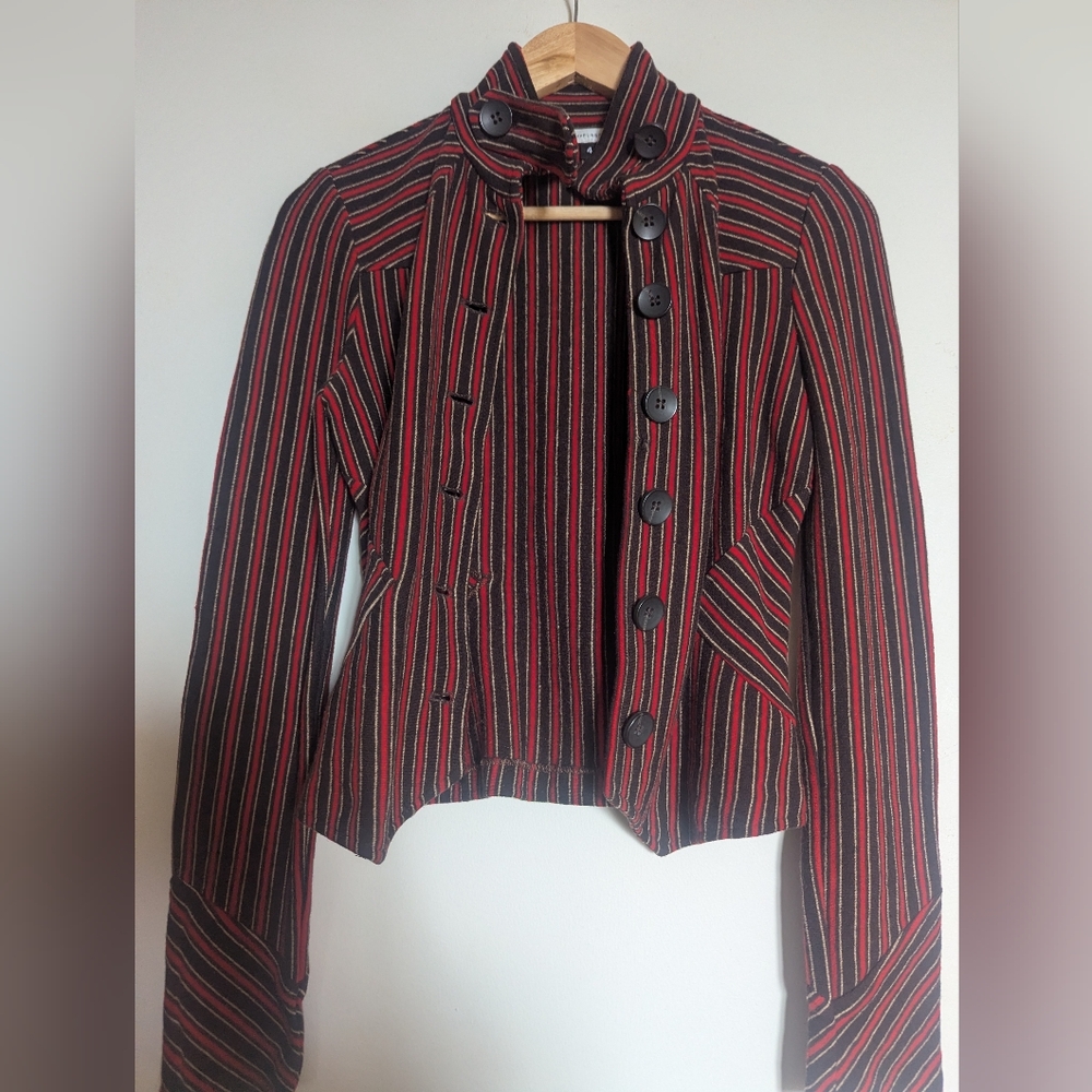 Diane Von Furstenberg Red and Black Striped Blazer/Jacket